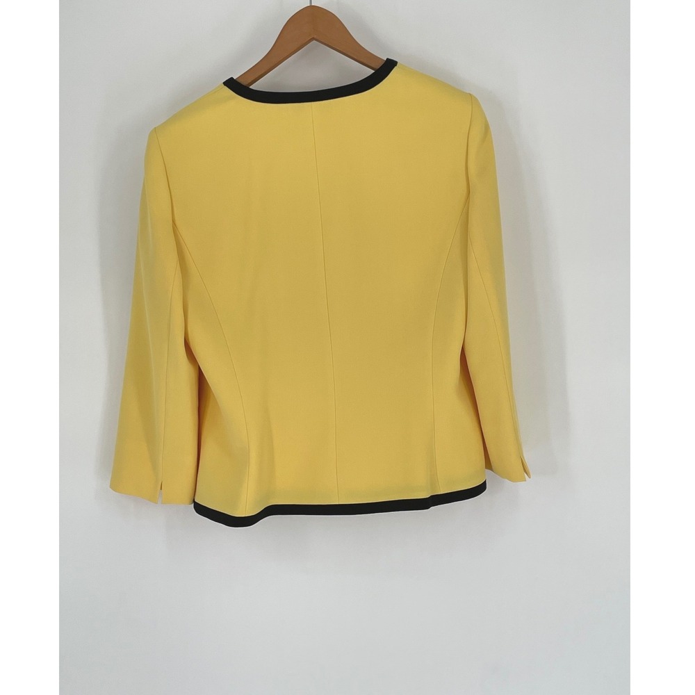 Kasper Women Size 12 Two Piece Dress Suit Yellow Black Diamond Cutout Career - Picture 13 of 16